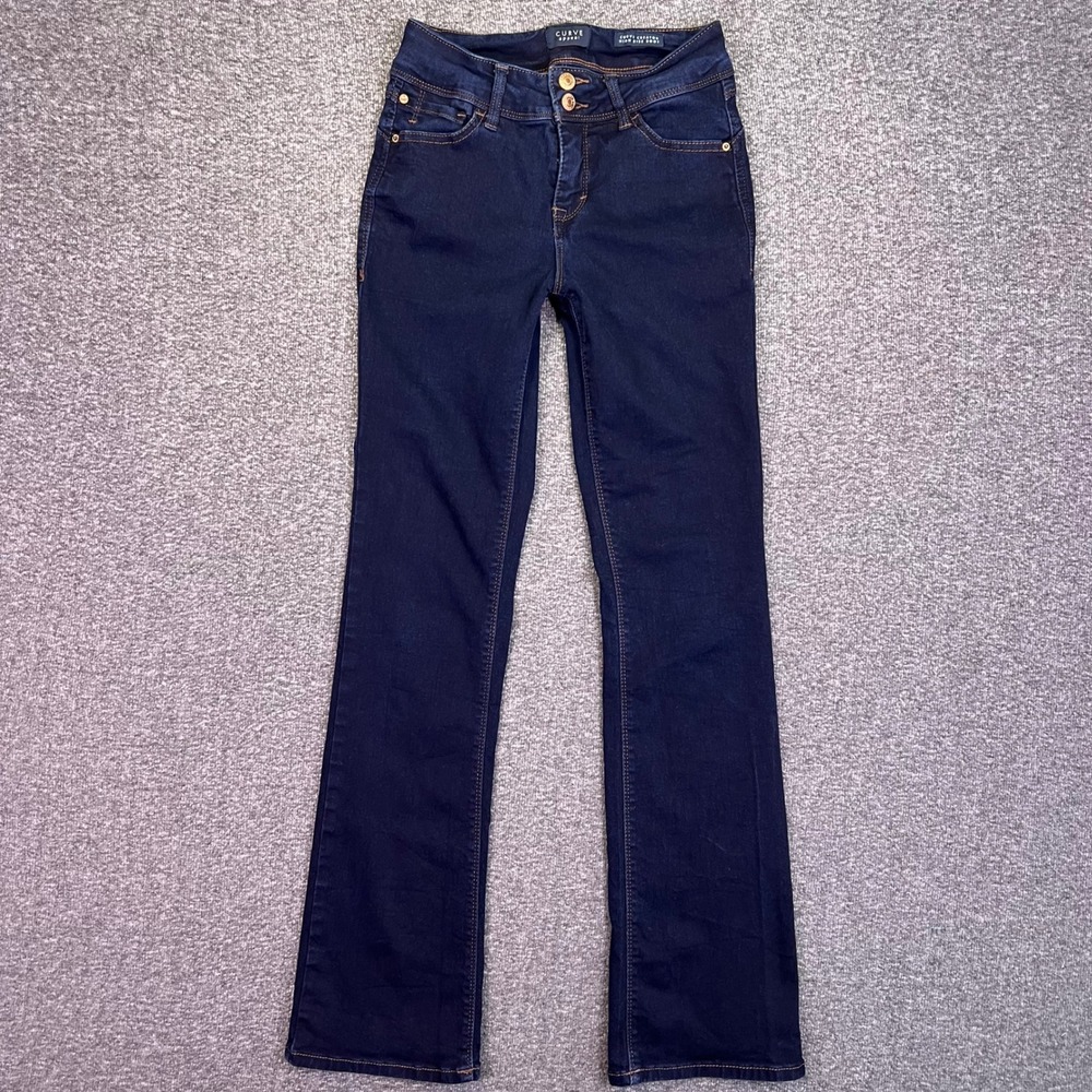 Curve Appeal Bootcut Jeans Womens 4/27 Dark Blue High Rise Curve Creator 25x30